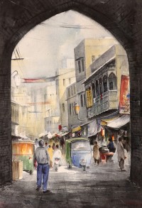 G. N. Qazi, 15 x 22 inch, Watercolor on Paper, Cityscape Painting, AC-GNQ-034